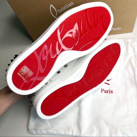 Christian Louboutin Vieira Embellished Leather Spike Sneakers - Picture 11 of 13